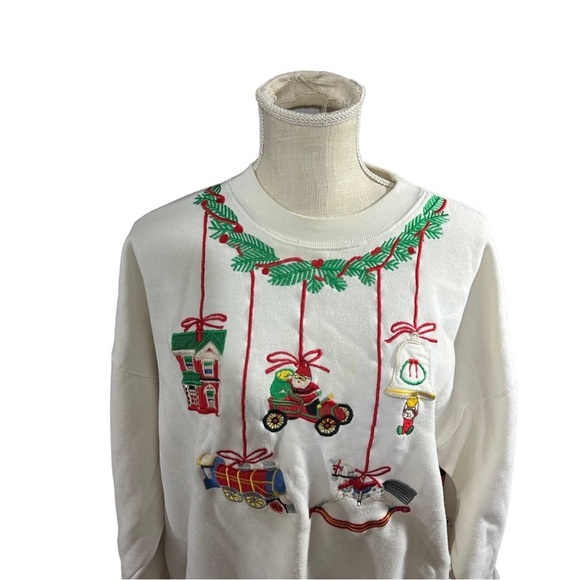 Hallmark Tops - Vintage 80s Hallmark Ornaments Club Women White Ugly Christmas Sweatshirt Sz XL